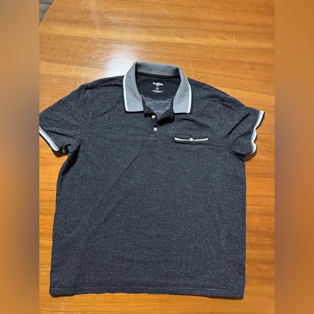 Men’s Goodfellow Black/White/Gray Polo Shirt XXL EUC